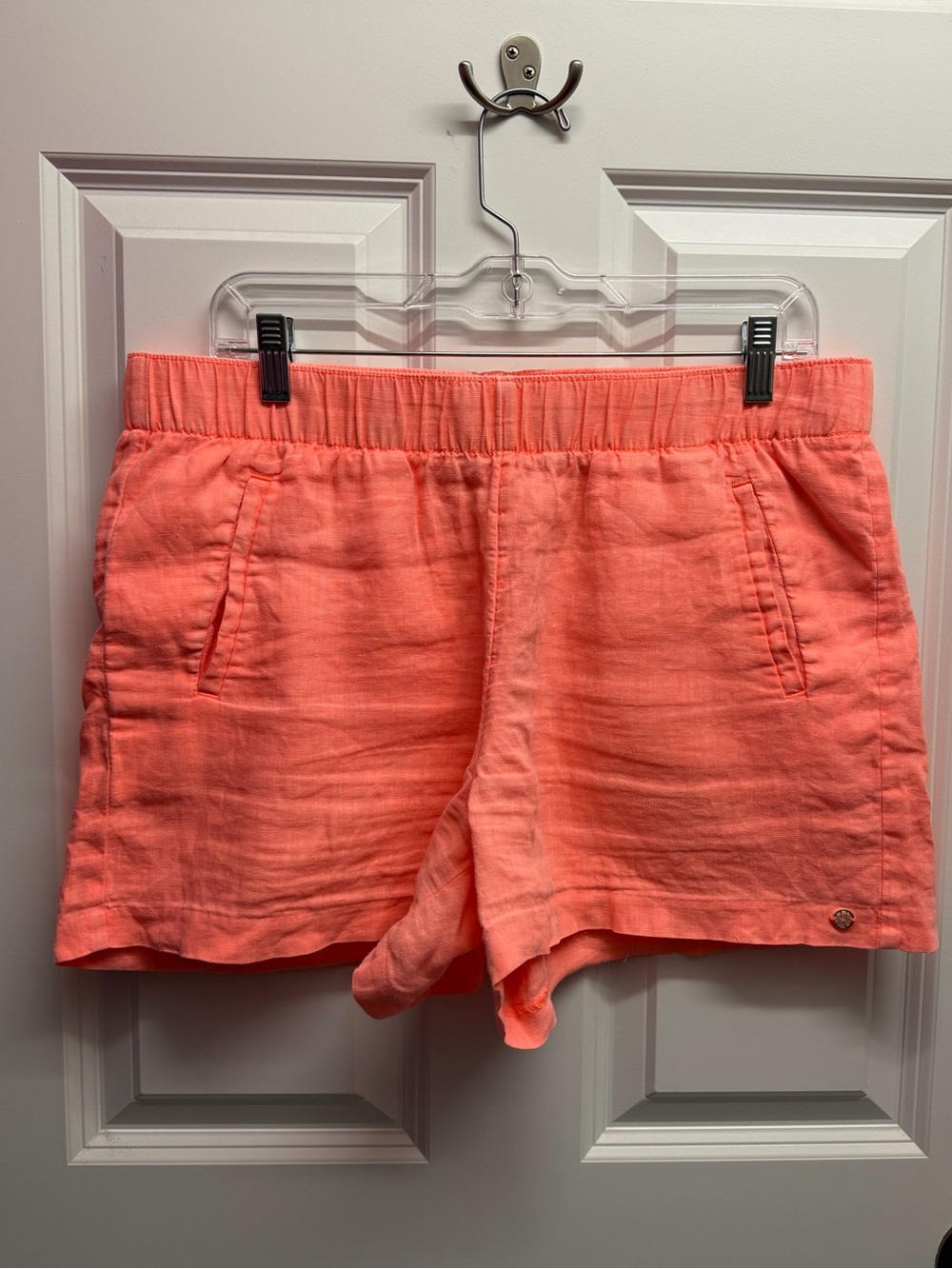 Lilly Pulitzer Lilo linen shorts size L PB Bellini cantaloupe orange